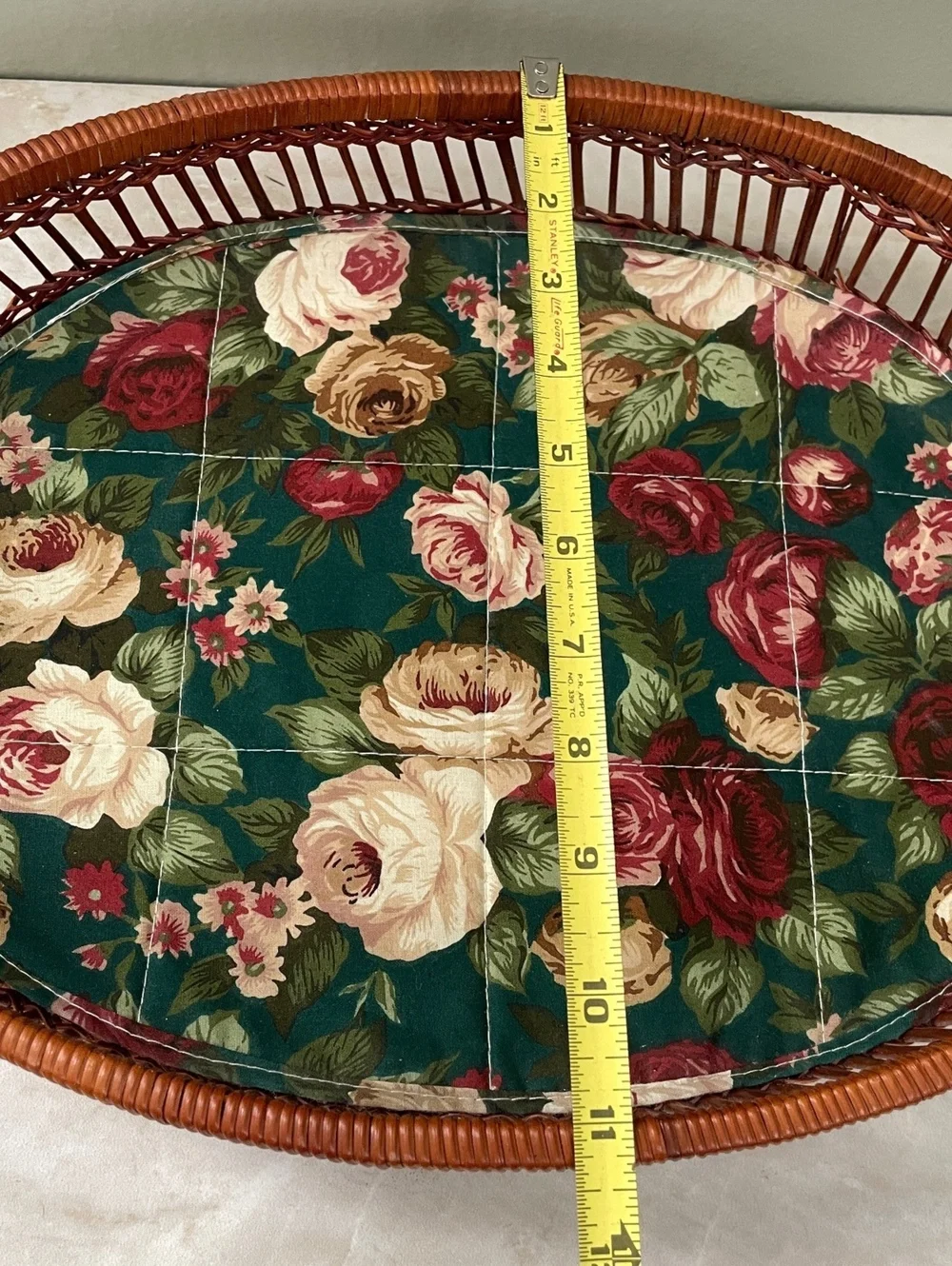Vintage Wicker Basket with Floral Cushion | Cottagecore